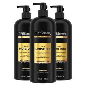 TRESemmé front packaging showing 28 fl oz bottle and brand hydration benefit