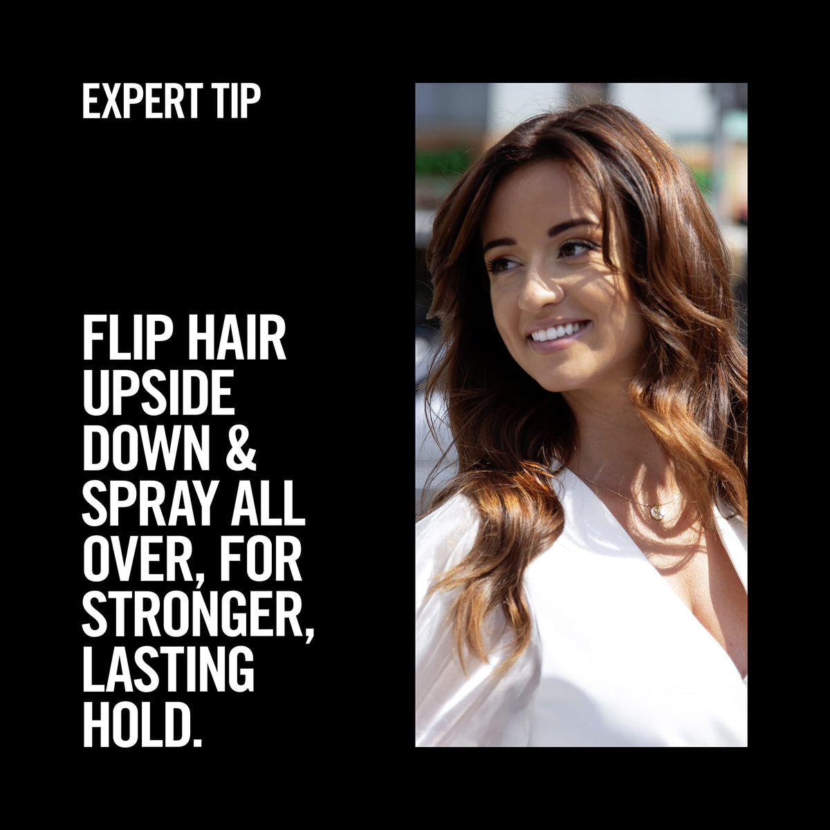 Salon-style finished hair after TRESemmé showing humidity resistance