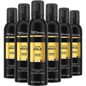 TRESemmé front packaging showing extra hold mousse benefits
