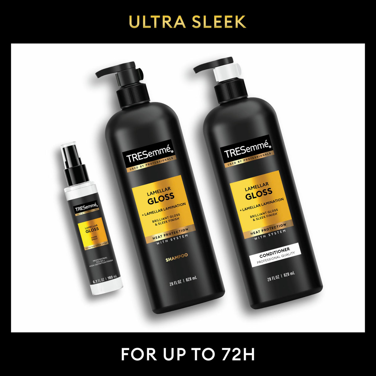 TRESemmé pack beside everyday items to show scale and generous product sizes