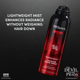 TRESemmé spray mist being applied to hair, lightweight application benefit