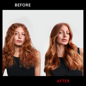 TRESemmé styled blowout on model showing sleek, frizz-free finish benefit