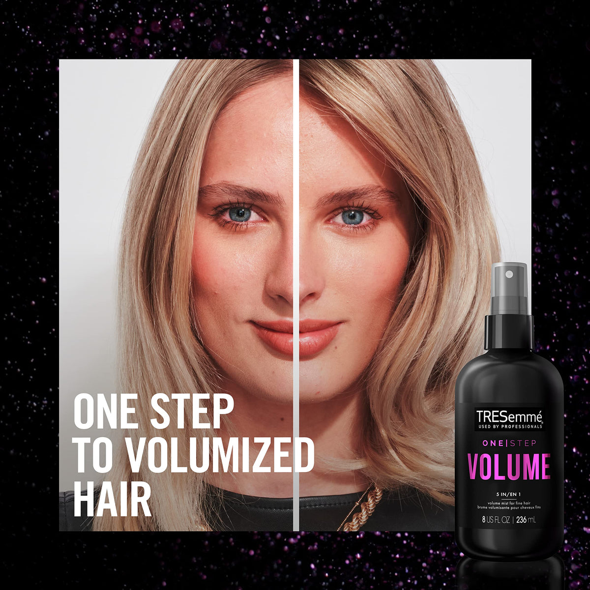 TRESemmé fine hair texture after use with soft weightless volume benefit