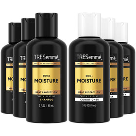 TRESemmé travel pack front view showing compact bottles and easy portability