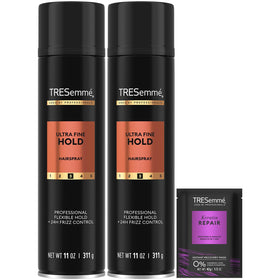 TRESemmé front packaging of ultra-fine hairspray showing product benefit of flexible hold