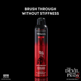 TRESemmé misting action over hair illustrating lightweight hold
