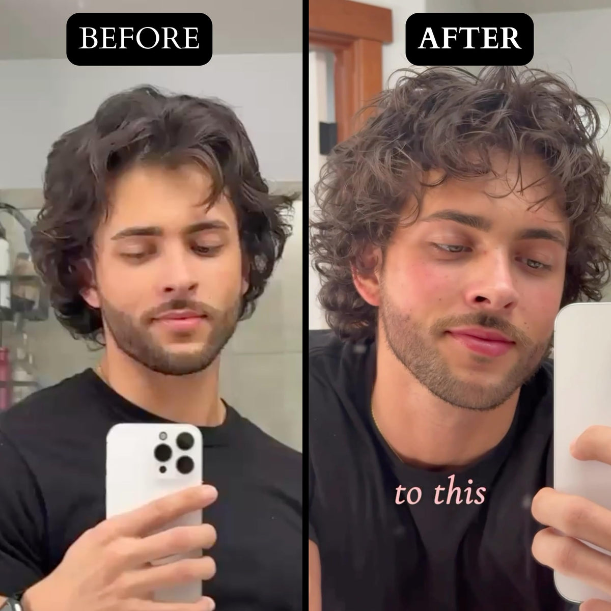 Tribal Chimp texture on hair before and after for visible lift