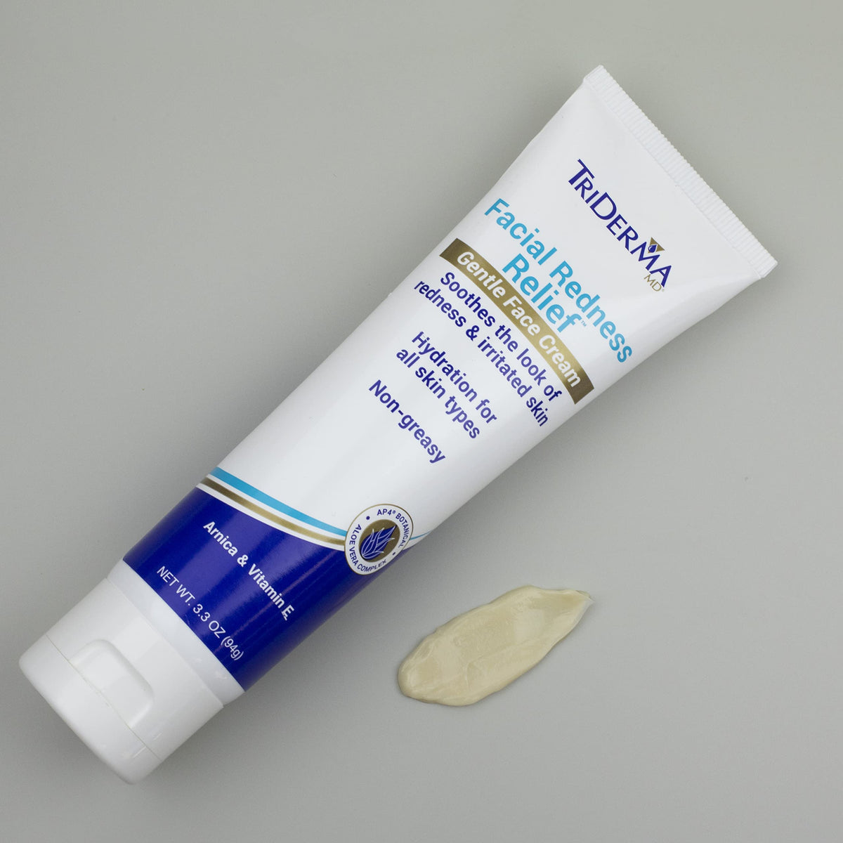 TriDerma illustrative before and after appearance comparison, helps reduce visible redness benefit