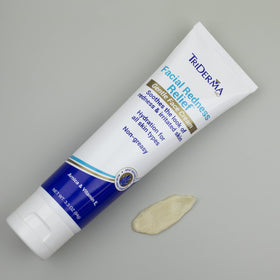 TriDerma illustrative before and after appearance comparison, helps reduce visible redness benefit