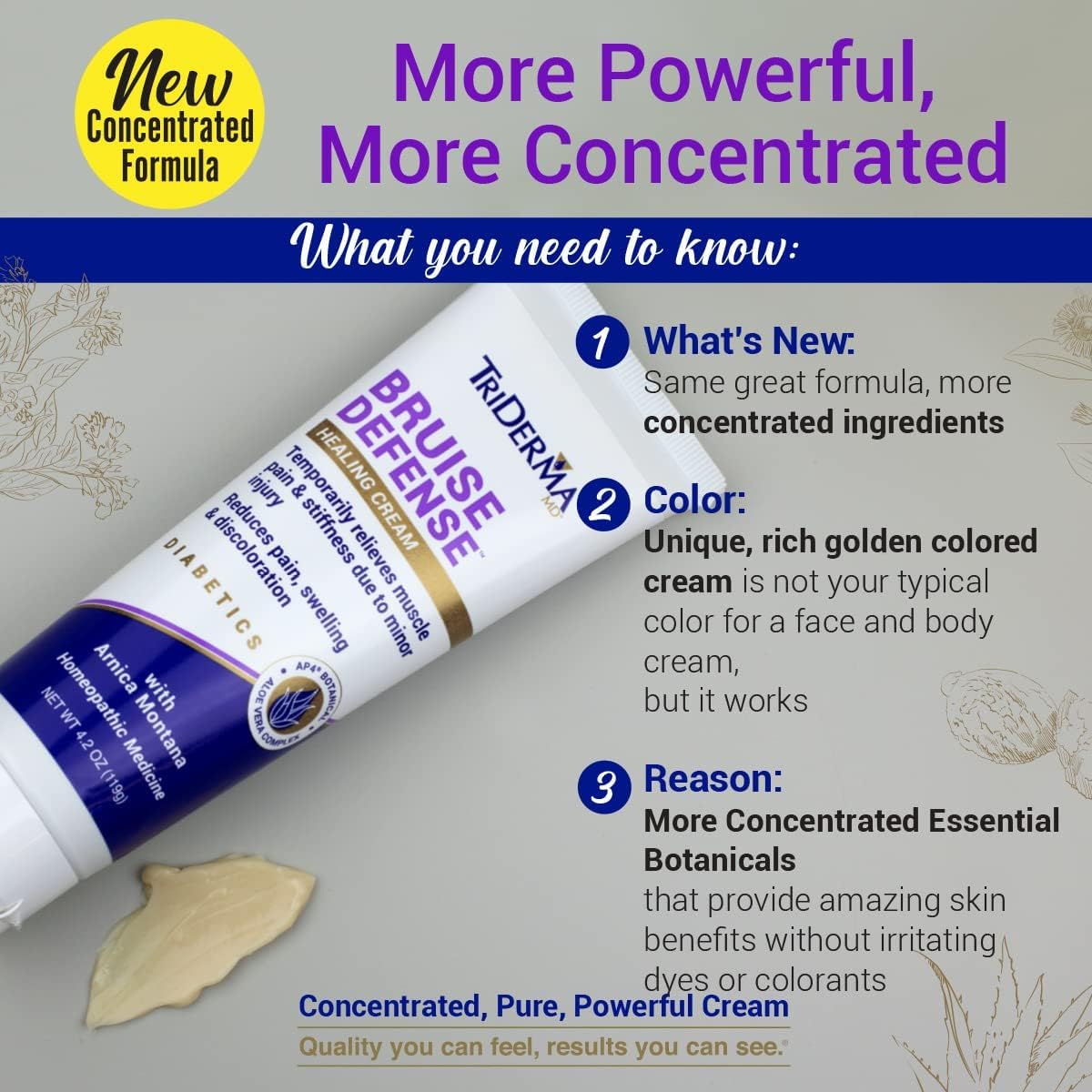 TriDerma tube in hand showing 4.2 oz scale for travel convenience
