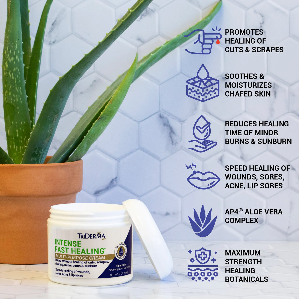 TriDerma being applied to face to soothe redness and hydrate skin