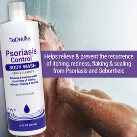 TriDerma being used in shower to soothe and cleanse skin