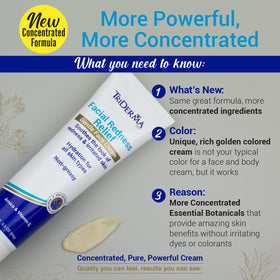 TriDerma jar open with cream texture close-up, lightweight hydration benefit
