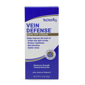 TriDerma Vein Defense before and after mockup showing improved appearance