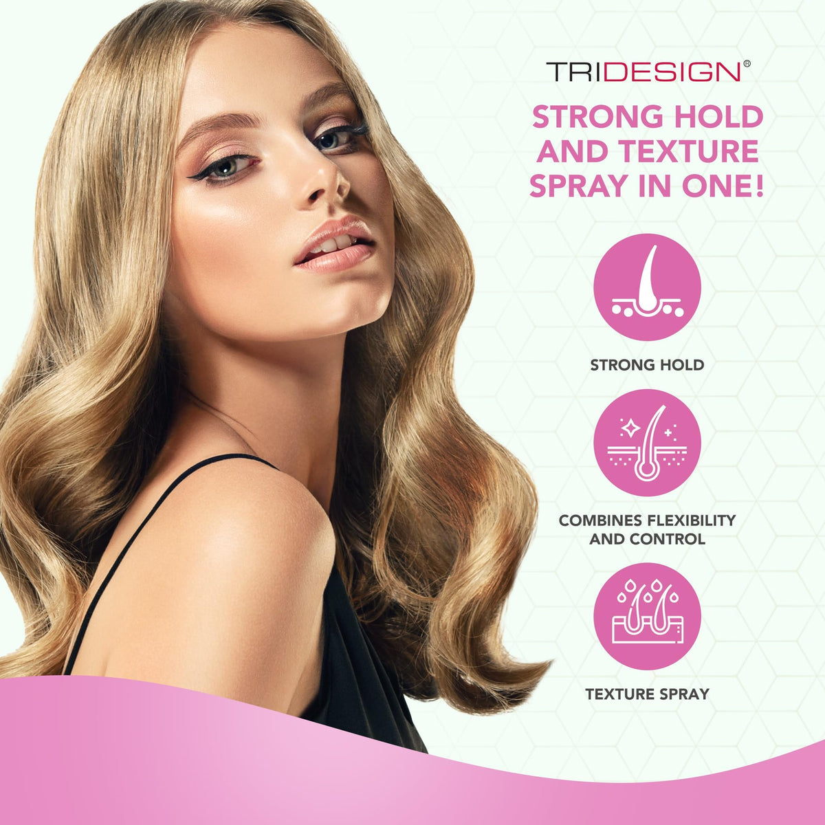 TRIDESIGN fine mist spray in action providing lightweight hold and lift