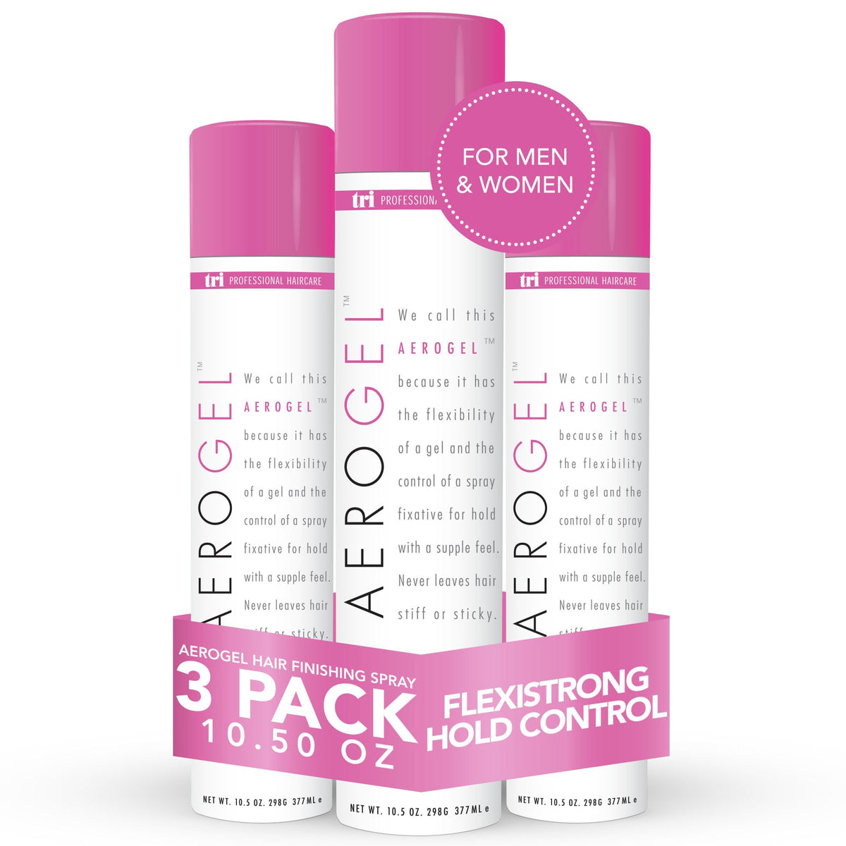 TRIDESIGN front packaging showing three cans and product benefits