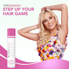 TRIDESIGN label detail highlighting key features and ingredient benefits