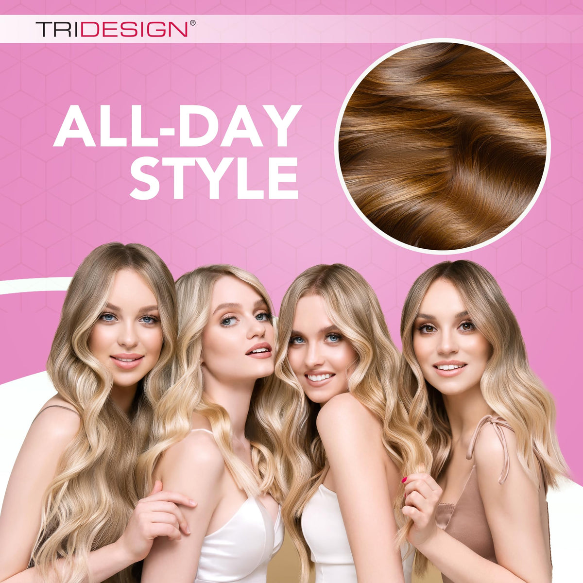 TRIDESIGN on model creating voluminous hairstyle with touchable shine