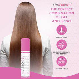 TRIDESIGN styled hair closeup highlighting shine and voluminous finish without flakes