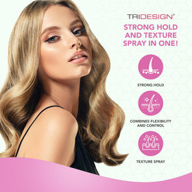 TRIDESIGN fine mist texture shot demonstrating lightweight coverage and volume benefit