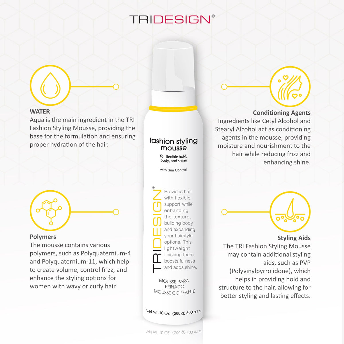 TRIDESIGN applying mousse to damp hair for improved curl definition