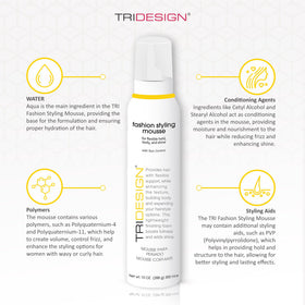 TRIDESIGN applying mousse to damp hair for improved curl definition