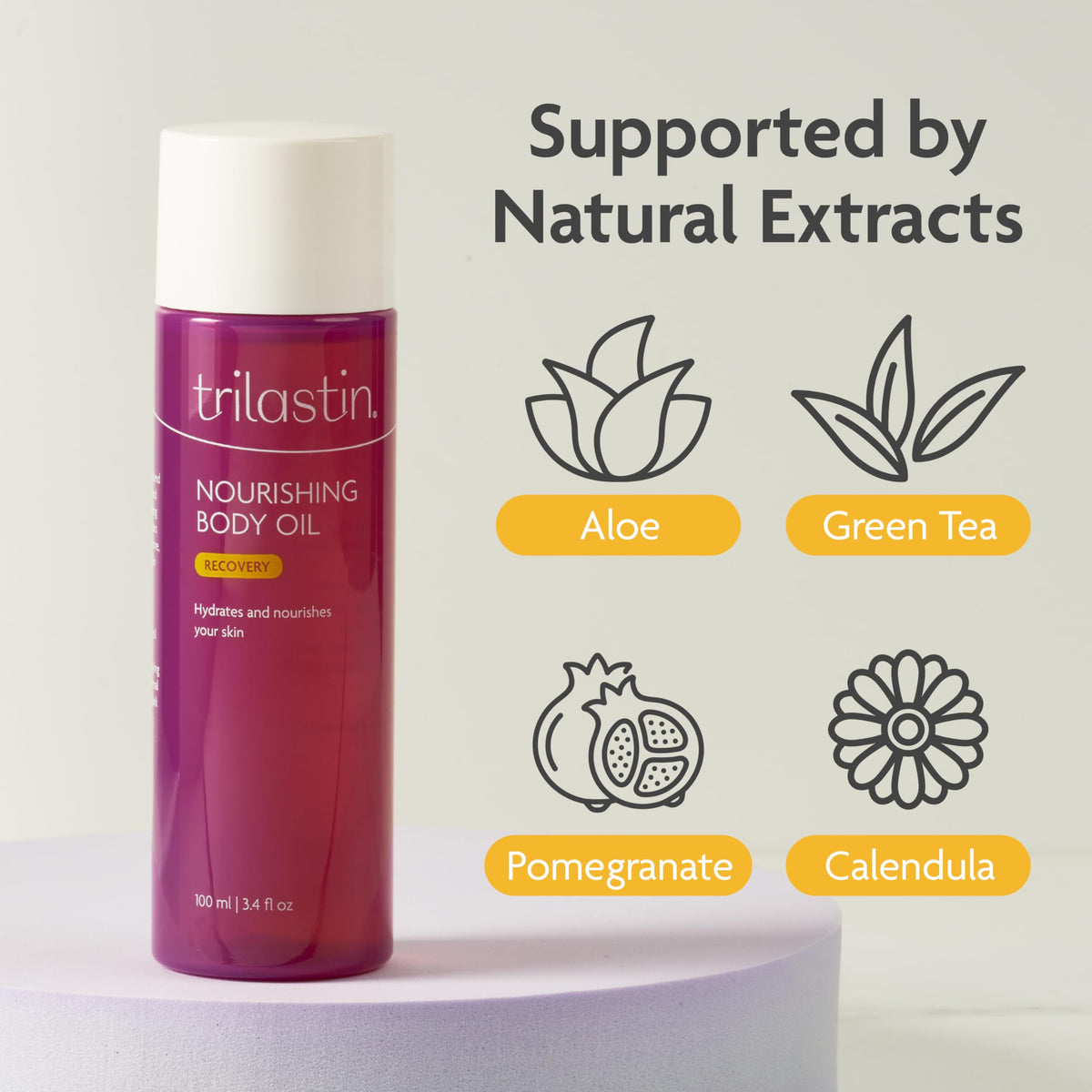 TriLASTIN applied to pregnant belly demonstrating gentle hydration and comfort during stretching