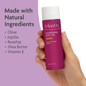TriLASTIN ingredient label with botanical oils and vitamins for transparent formulation benefit