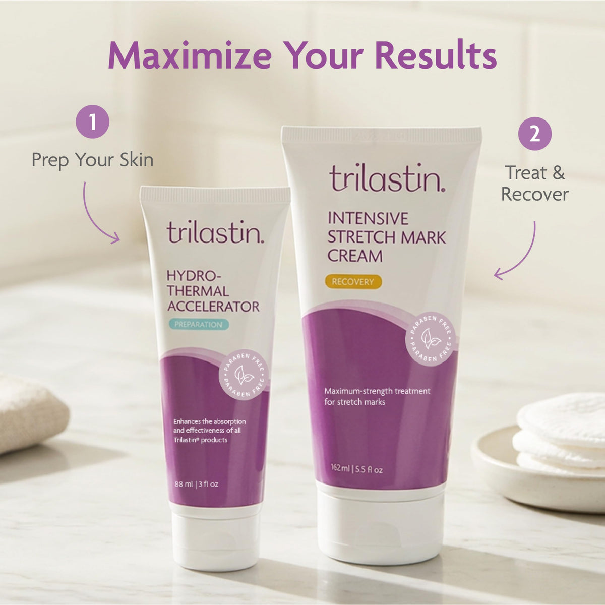 TriLASTIN placed in a postpartum bag lifestyle scene for daily routine support