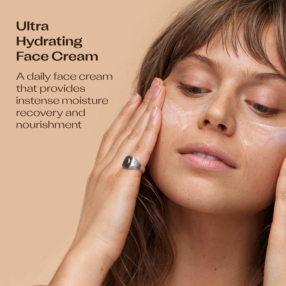 Trilogy cream texture close-up highlighting rich absorbent consistency benefit