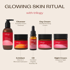 Trilogy rosehip oil packaging box presenting certified-organic branding