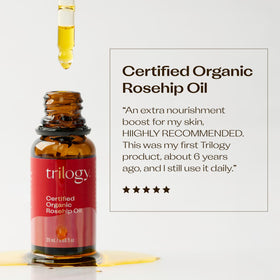Trilogy rosehip oil texture on skin absorbing quickly with no residue