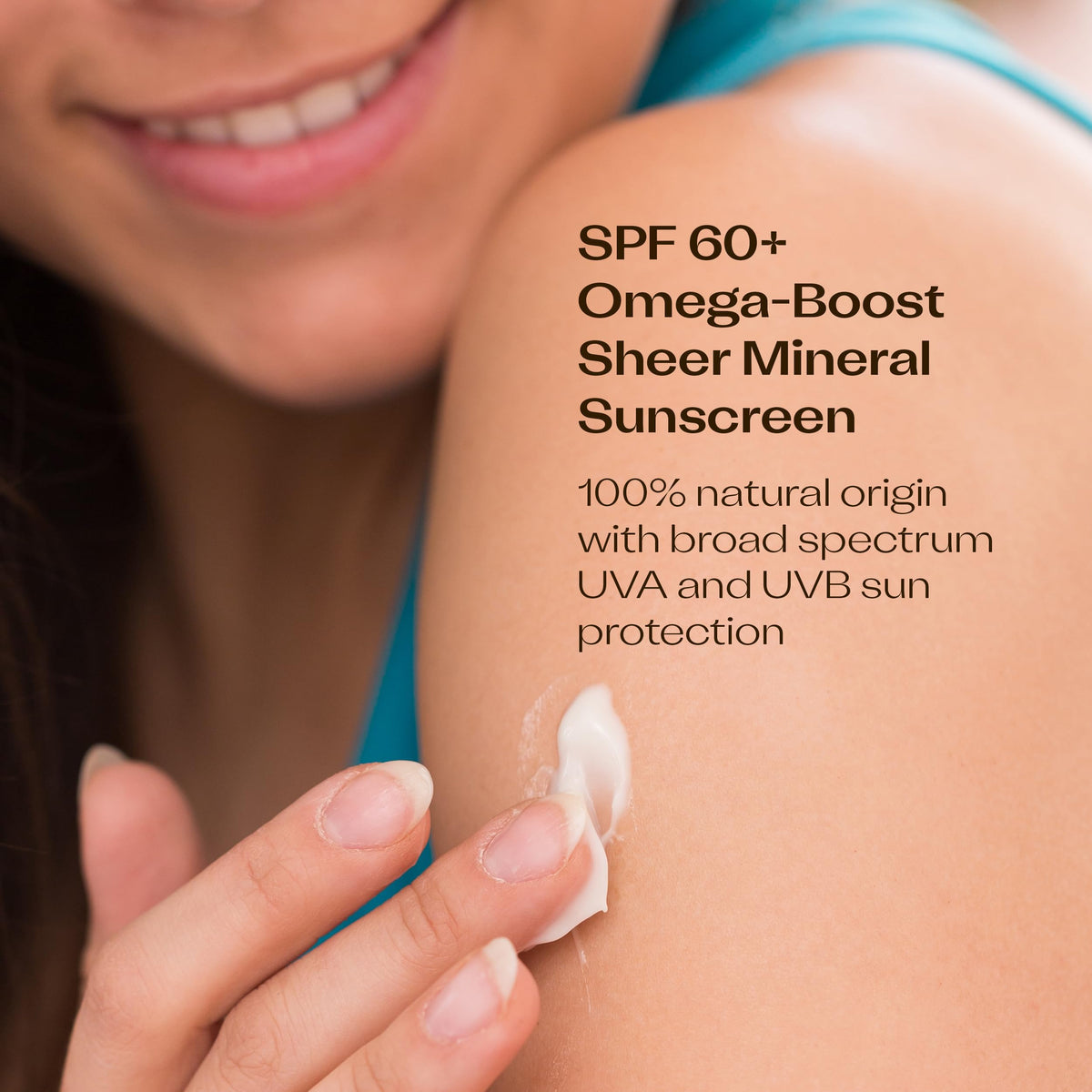Trilogy creamy sunscreen texture close-up showing lightweight spreadability benefit