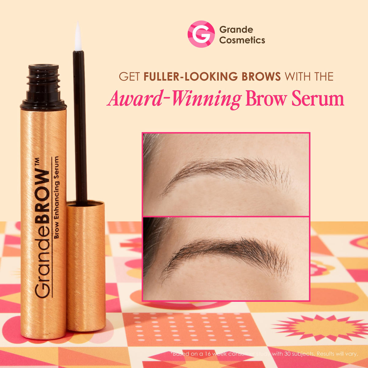 Grande Cosmetics mini trio displayed in bathroom for convenient daily routine benefit