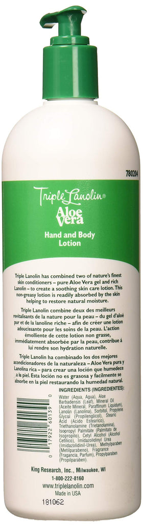 Triple Lanolin lotion pump dispensing creamy texture demonstrating fast-absorbing hydration benefit