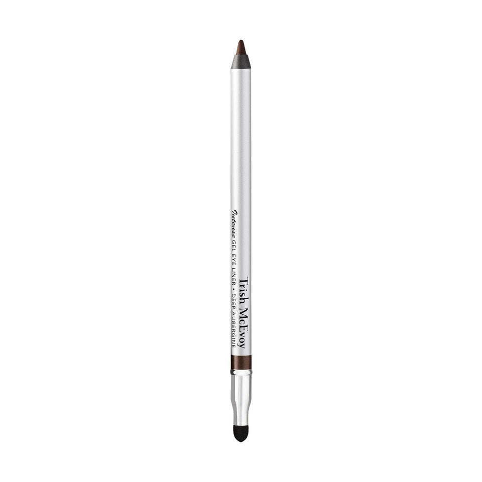 Trish McEvoy front packaging showing deep aubergine liner benefit of clear product ID