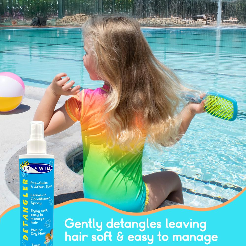 TRISWIM detangler on strands highlighting smooth, tangle-free texture