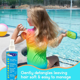 TRISWIM detangler on strands highlighting smooth, tangle-free texture