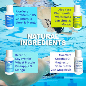 TRISWIM Chlorine-Out Shampoo pouring texture demonstrating gentle residue removal