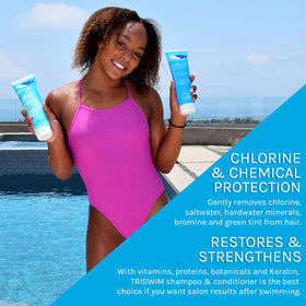 TRISWIM conditioner cream consistency showing richness that smooths and hydrates hair