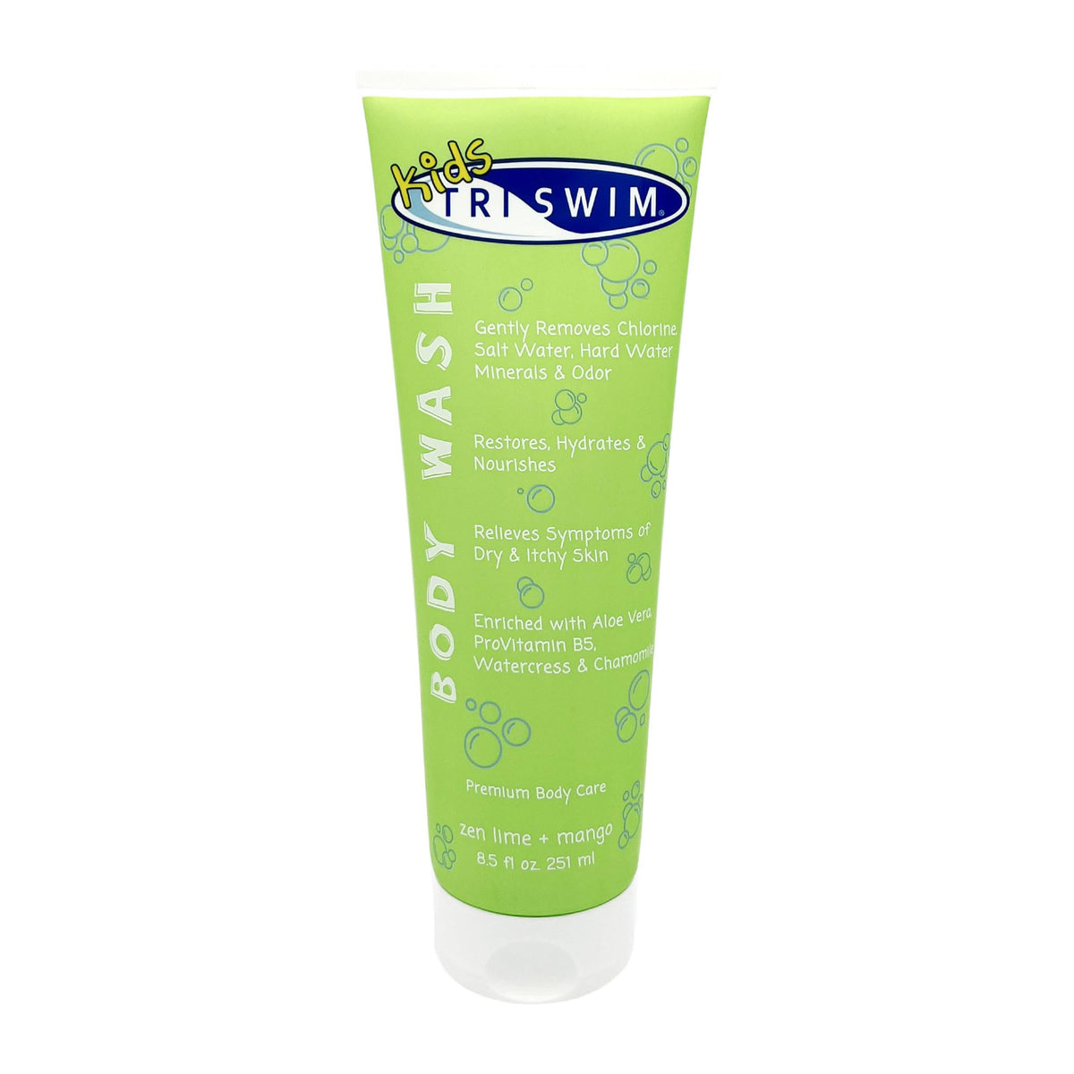 TRISWIM front packaging bottle showing kid-friendly design and benefit
