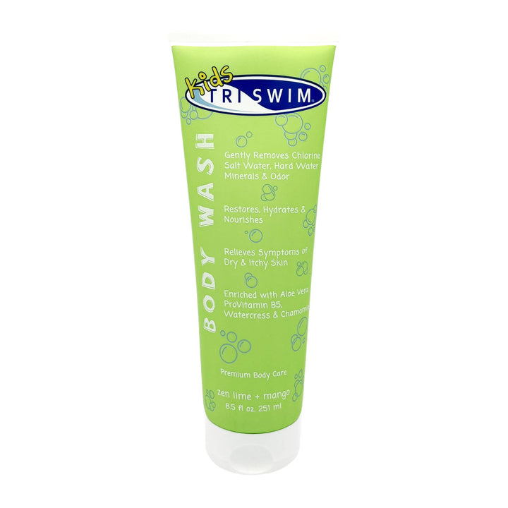 TRISWIM front packaging bottle showing kid-friendly design and benefit