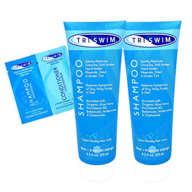 TRISWIM front packaging lime mango scent showing product benefit of chlorine removal
