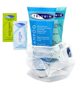 TRISWIM front packaging set showing both bottles and bag for quick identification and convenience