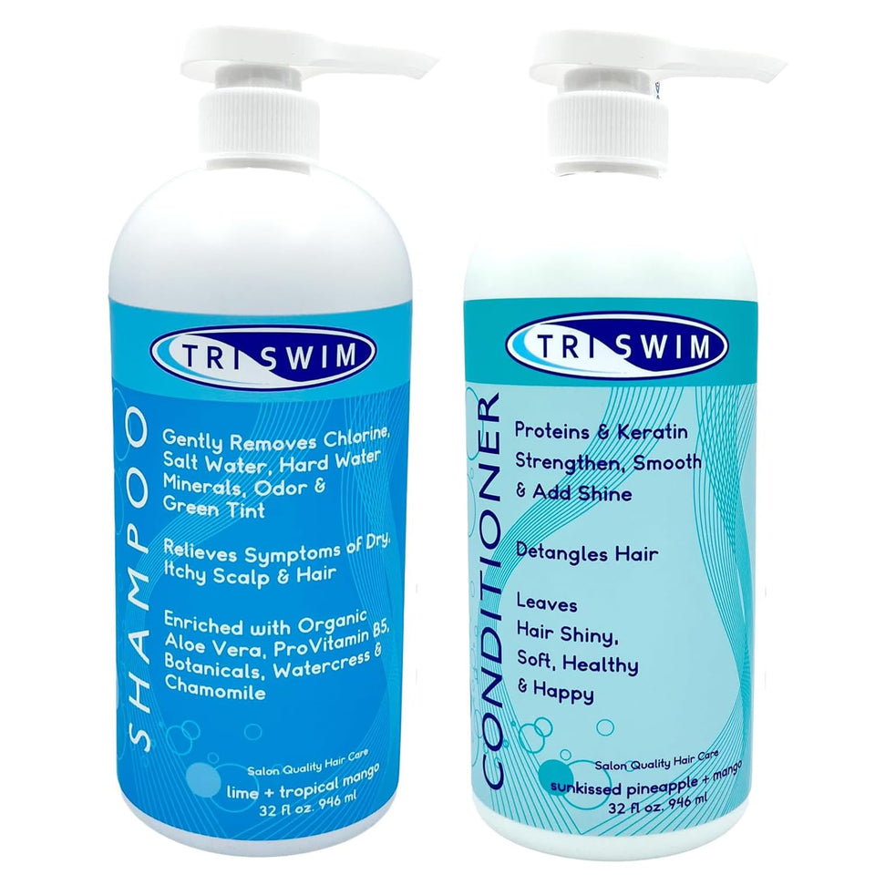 TRISWIM front packaging showing shampoo and conditioner for clear hair
