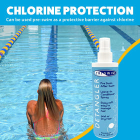 TRISWIM in use on swimmer hair easing tangles and softness