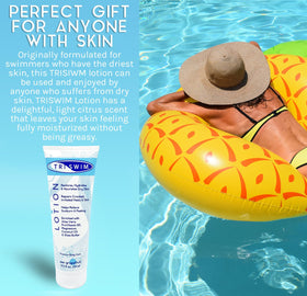 TRISWIM ingredient label highlighting aloe and shea butter benefits