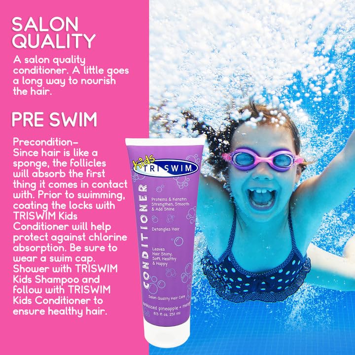TRISWIM label detail highlighting ingredients and kid-friendly scent