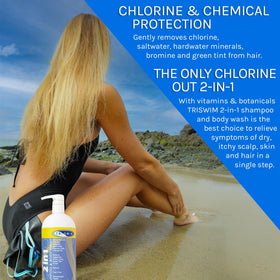 TRISWIM label close-up highlighting vegan, paraben-free ingredient benefits