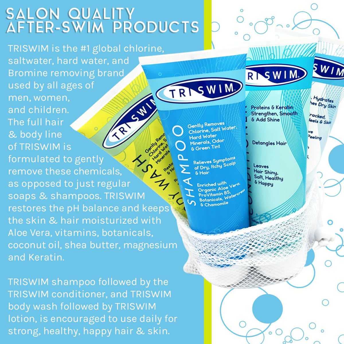 TRISWIM after swim lotion pump on skin providing fast hydration
